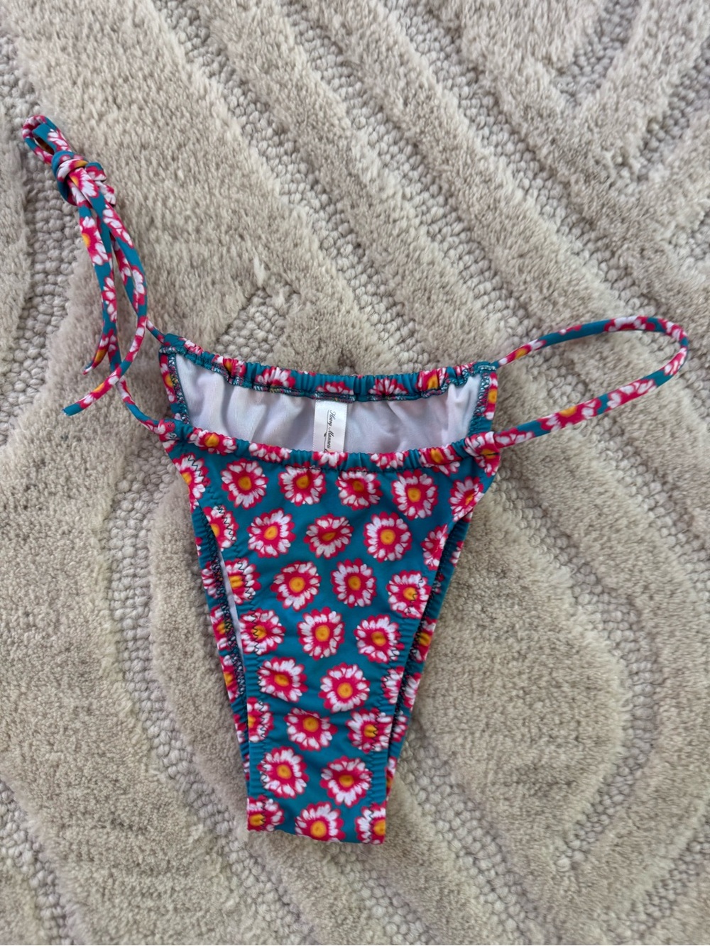 Floral Tie-Side Bikini Bottom - Teal Pink